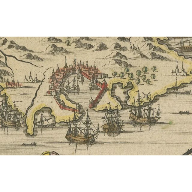 Hand-Colored Engraved View of Rhodes and Island of Rhodus by O. Dapper, 1687 For Sale - Image 6 of 10