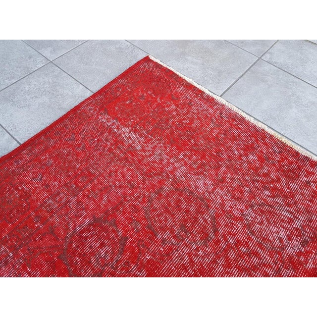 1960s Red Oushak Floral Carpet For Sale - Image 6 of 10