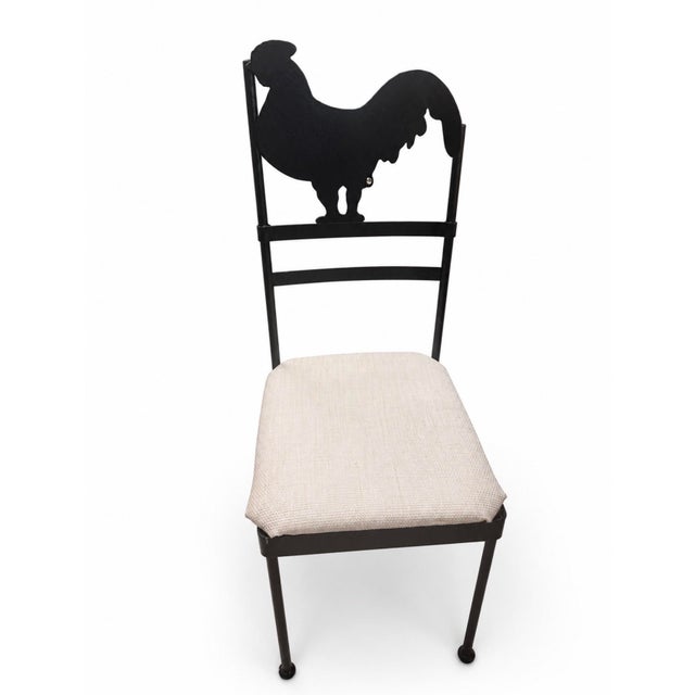 Great set of four 1980s iron dining chairs, each with a different animal silhouette back including a horse, cow, pig and...