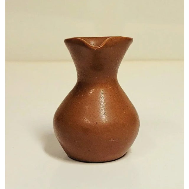 Van Briggle Small Pitcher in Matte Brown "Russet": Original hand-thrown, small pitcher by Master Potter Fred Wills Hand...