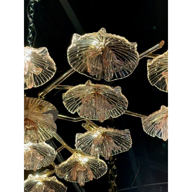 Murano Pink Glass Flower Flushmount For Sale - Image 4 of 6