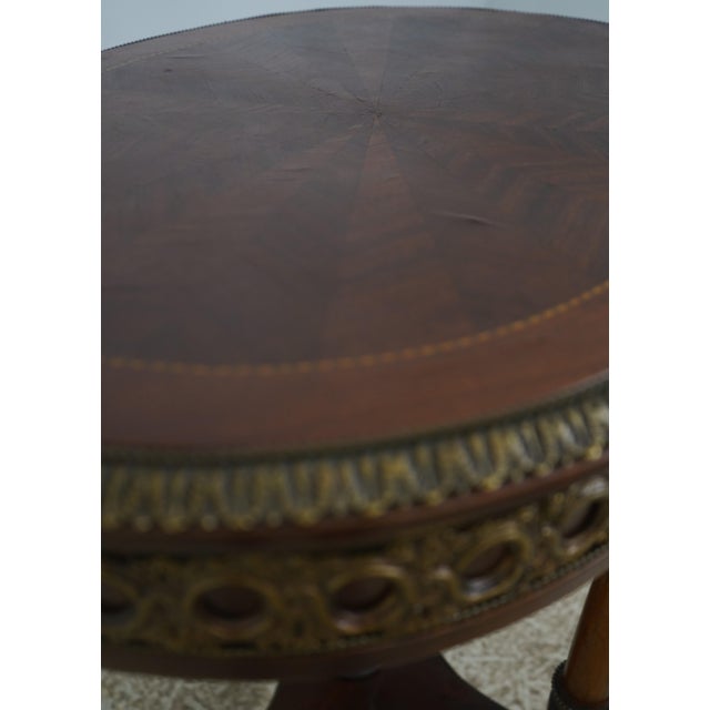 Wood Vintage Louis XVI Mahogany Marquetry Inlaid End Table For Sale - Image 7 of 15