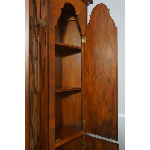 Vintage Large Georgian Style Walnut Bookcase Display Cabinet For Sale In Philadelphia - Image 6 of 18