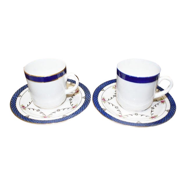 Blue Royal Doulton and j.h. Middleton & Co Delphine Teacup and Saucer Set of 2 For Sale