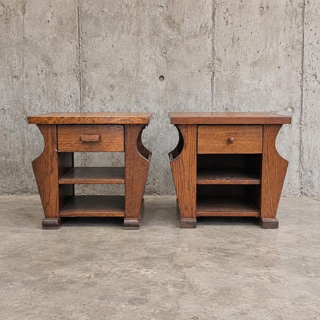 Brown Vintage Brown Nightstands in Oak, Set of 2 For Sale - Image 8 of 15