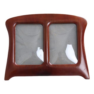 Antique Danish Picture Frame in Dark Wood and Curved Glass, 1880s For Sale