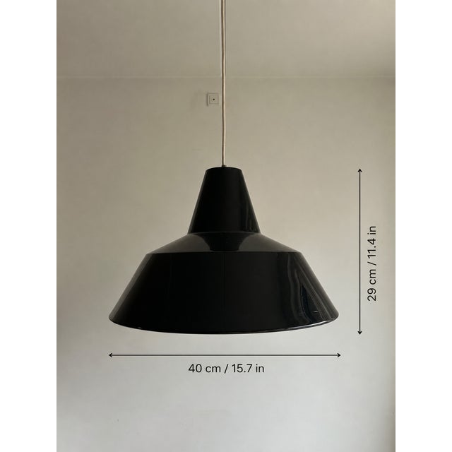 Black Industrial Pendant Lamp attributed to Asger Bay Christiansen for Asger BC, 1970s For Sale - Image 8 of 12