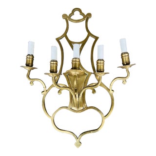 Vintage Heavy Brass Wall Sconce For Sale