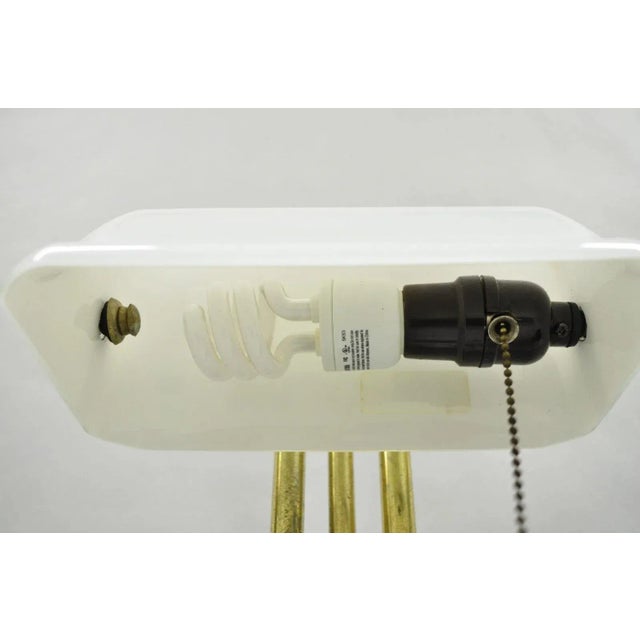Vintage Mid Century Modern Art Deco Marble & Brass Bankers Desk Lamp W/ Shade For Sale - Image 11 of 12