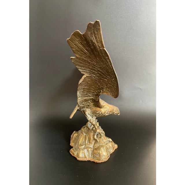 Vintage Brass Eagle Landing on Rock Sculpture For Sale In Las Vegas - Image 6 of 12
