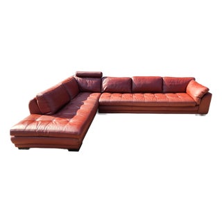 Late 20th Century Roche Bobois Large Leather Sectional Sofa For Sale