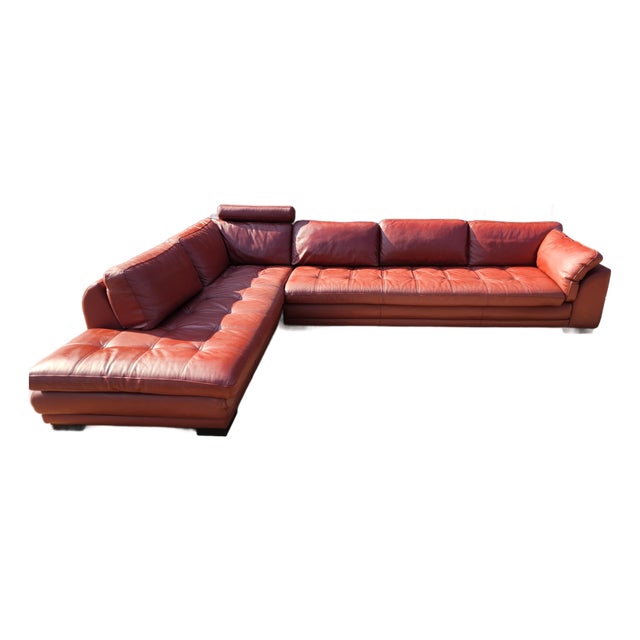 Late 20th Century Roche Bobois Large Leather Sectional Sofa For Sale