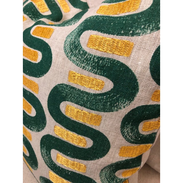 Green Hollywood Regency Classic Home Hand Painted & Embroidered Pillow from Kenneth Ludwig Chicago For Sale - Image 8 of 9