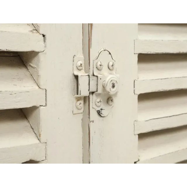 White Country French Louvered Cabinet or Low Buffet For Sale - Image 8 of 11