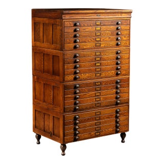 Antique Four-Stack Flat File by Economy For Sale