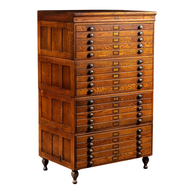 Antique Four-Stack Flat File by Economy For Sale