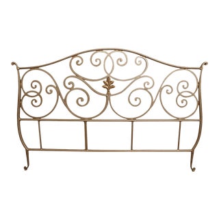 French Regency Style Silver Painter Iron King Headboard For Sale
