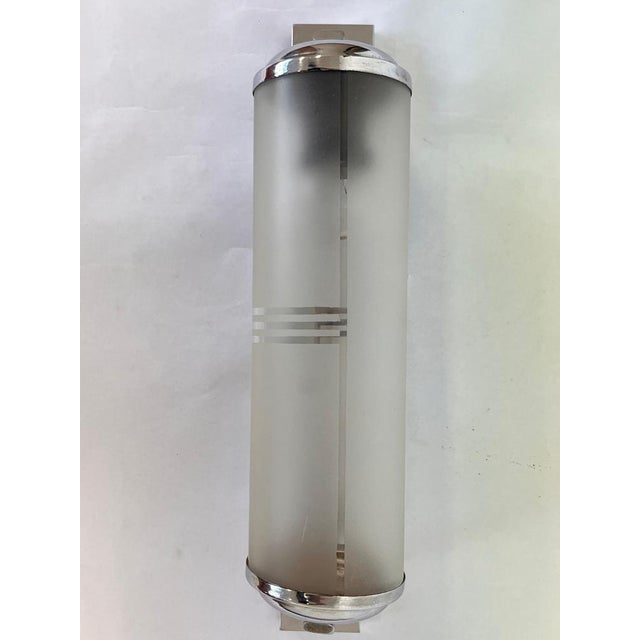 Glass Bauhaus Chrome and Glass Flush Mount, Czechoslovakia, 1940s For Sale - Image 7 of 9