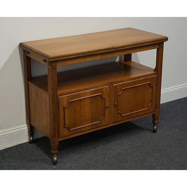 Neoclassical Davis Cabinet Co. Solid Walnut Italian Provincial 80" Flip Top Server Buffet For Sale - Image 3 of 12