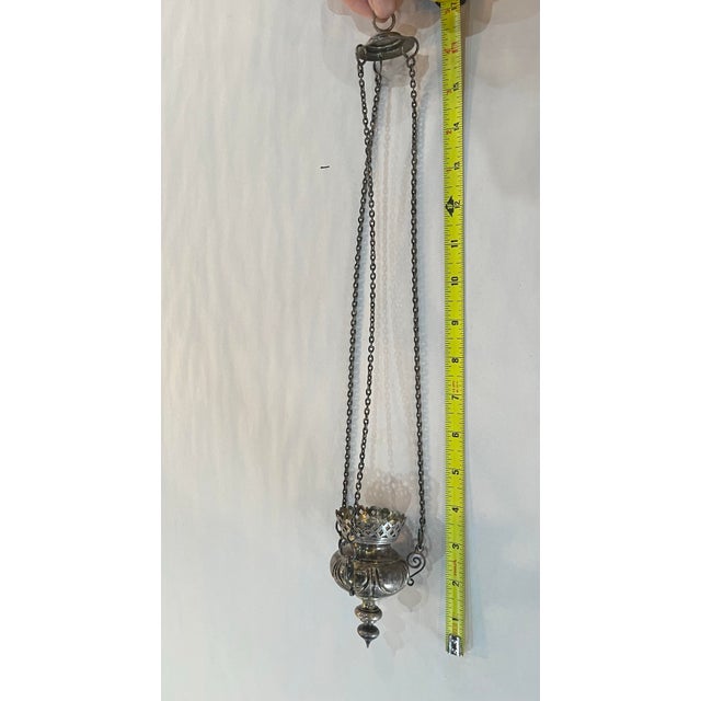 Mid 19th Century 1852 Imperial Russian 84 Silver Orthodox Hanging Icon Lampada, St. Petersburg For Sale - Image 5 of 7