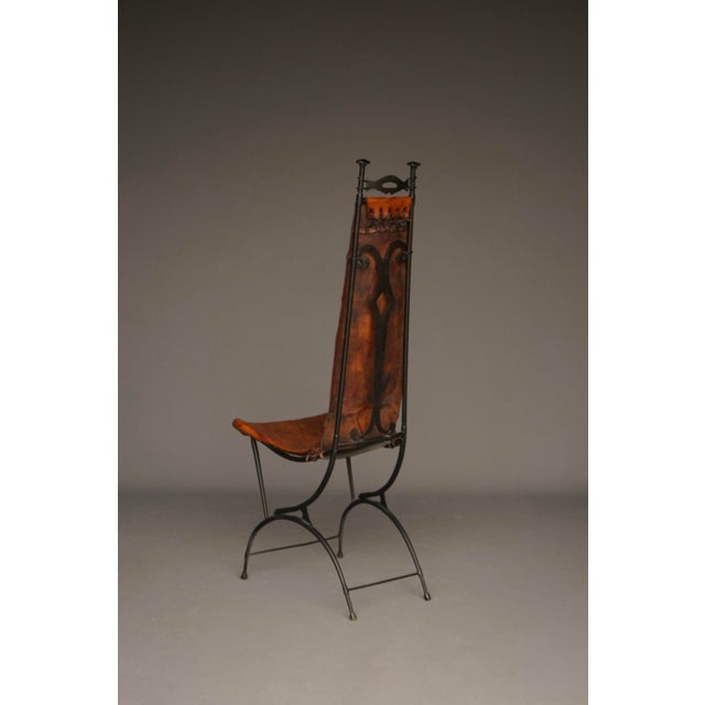 Iron & Leather Side Chair from Sido and François Thévenin, 1980s For Sale - Image 6 of 16