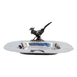 Plain Silver Catchall with Bird Appliqué Handle For Sale