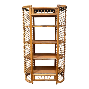 1970's Bohemian Bamboo and Rattan Bookcase