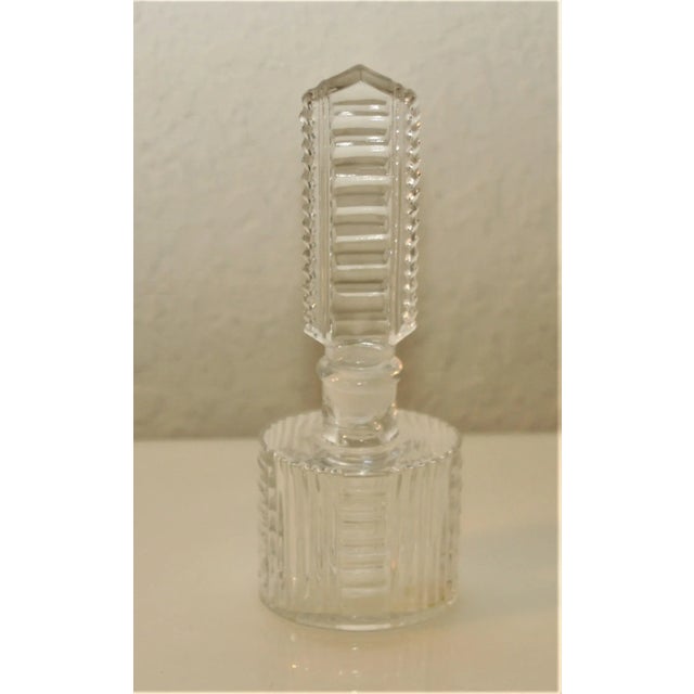 1930s Art Deco Czech Clear Cut Glass Round Perfume Bottle For Sale In West Palm - Image 6 of 13