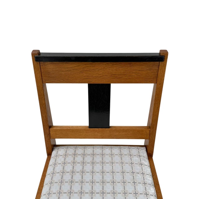 1920s Art Deco Modernist Side Chair in Oak & Velvet from Jan Brunott, 1920s For Sale - Image 5 of 12