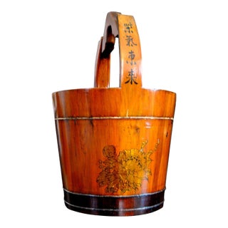 Antique Water Barrel Bucket Japanese Wood Uchimizu Cachepot For Sale