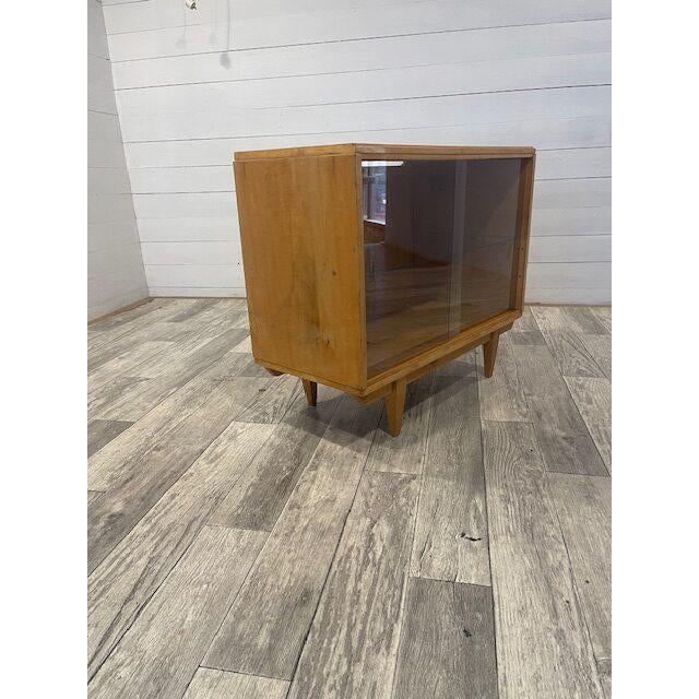 Vintage Retro Sideboard by Novy Domov with Glass Sliding Doors, 1970 In supurb condition. Dims; H= 76 cm W= 89 cm D= 41 cm