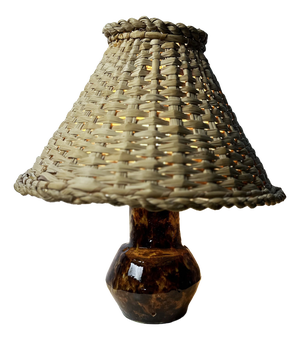Mid-Century Modern Ceramic Table Lamp with Wicker Cap, 1960s