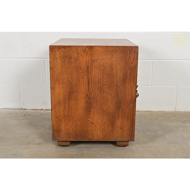 Henredon Mid-Century Modern Campaign Oak Nightstand, Circa 1970s For Sale - Image 10 of 12