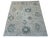 Art Deco Oushak Handmade Wool Rug in Ivory and Blue For Sale - Image 3 of 5