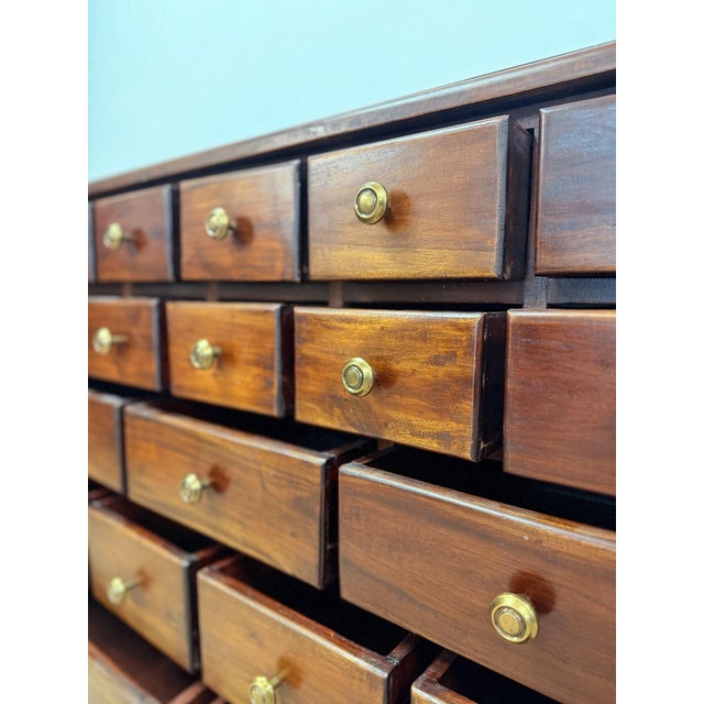 Vintage Apothecary Cabinet Handmade Nineteen Drawer Wood Storage Rustic Rare For Sale - Image 11 of 13