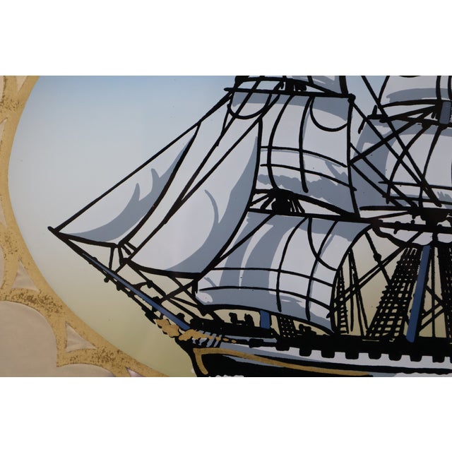 Vintage British East India Company Sailing Ship Reverse-Glass Pub Mirror For Sale - Image 17 of 18