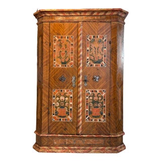 Baroque Hand-Painted Farmhouse Cupboard in Softwood For Sale