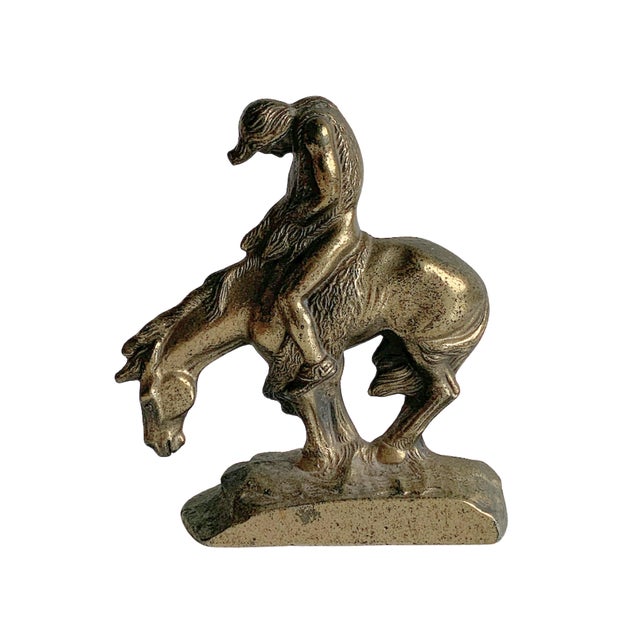 Native American Vintage Cast Iron Native American “End of the Trail” Figural Bookend, Single For Sale - Image 3 of 6