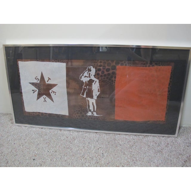 William Kent (US 1919-2012), signed mono print, 1966, Tri-Color Lonestar Flag of Texas with dotted brown back drop. Hand...