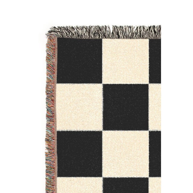Not Yet Made - Made To Order Black and Cream Checkerboard Woven Throw Blanket – 60 × 50 For Sale - Image 5 of 6
