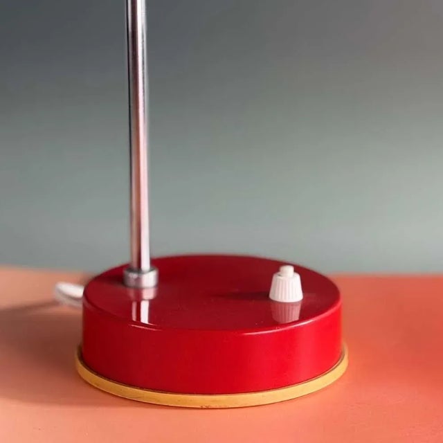 Metal Space Age Red Desk Lamp from Szarvasi, 1970s For Sale - Image 7 of 13