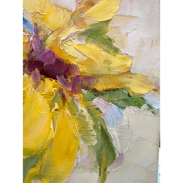 Sunflower Oil Painting Small For Sale - Image 4 of 7