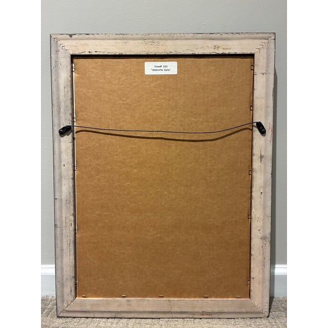 Late 20th Century Vintage French Ambrette D’Été Botanical Pear Print in Distressed Black & Gold Frame For Sale - Image 5 of 5