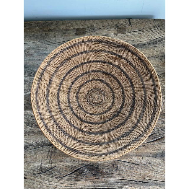 Coffee Antique Large in the Style of Native American Apache Basket Bowl For Sale - Image 8 of 9