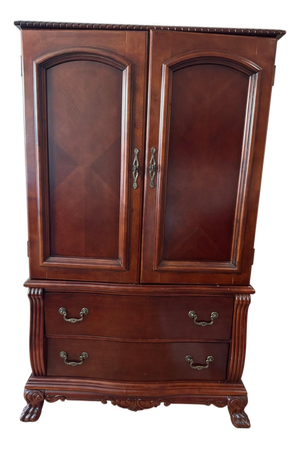 Traditional Cherry Finish Armoire Tv Cabinet With Claw Feet, 67 In