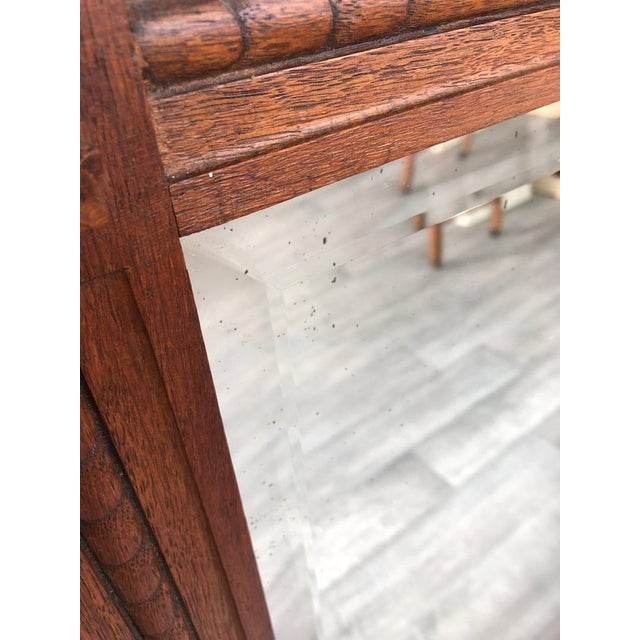 Brown Vintage French Mirror in Carved Oak Frame, 1930s For Sale - Image 8 of 18