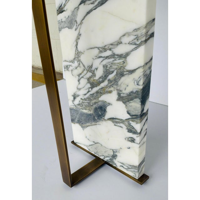 Modern Revelation Modern Arabescato Marble Joist Accent Table For Sale - Image 3 of 4