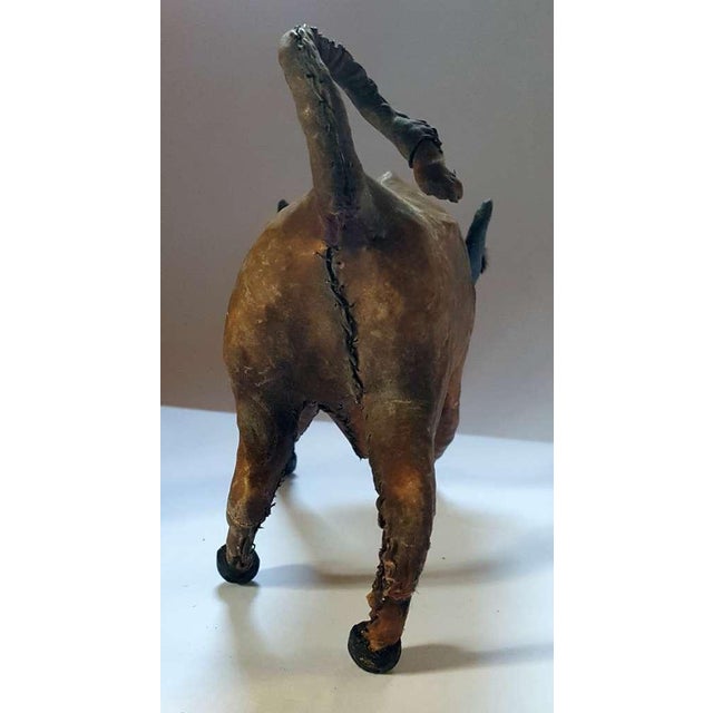 Animal Skin Hand-Stitched Leather Bull Figure, Folk Art Sculptural Decorative Object, Early 20th Century. For Sale - Image 7 of 9
