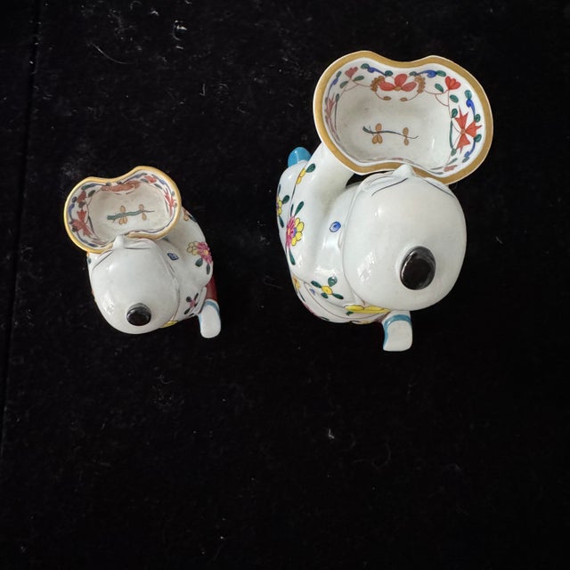 Ceramic Vintage Herend Hungary Hand-Painted Porcelain Kneeling Mandarin Salt Cellars - Set of 2 In For Sale - Image 7 of 9