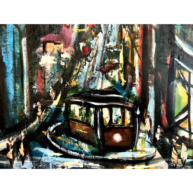 Paper Abstract Expressionist Impasto Painting of Nighttime San Francisco For Sale - Image 7 of 10